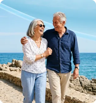 happy elderly couple, clinical-stage biotech COPD